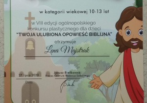 Lena Majstrak z kl. VIIa wyróżniona w konkursie ogólnopolskim