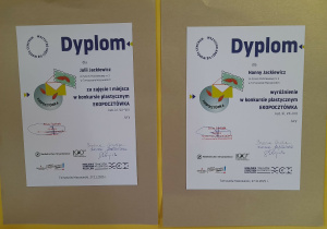 Dyplomy za zajęcie I miejsca i wyróżnienia