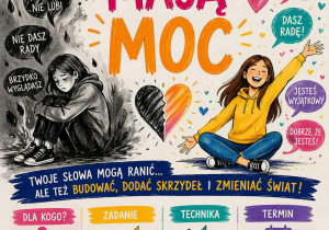 Plakat zachęcający do wzięcia udziału w szkolnym konkursie plastycznym