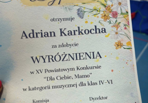 Dyplom za udział w konkursie