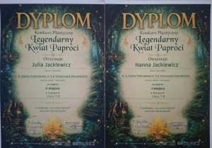 Dyplomy za zajęcie I i II miejsca